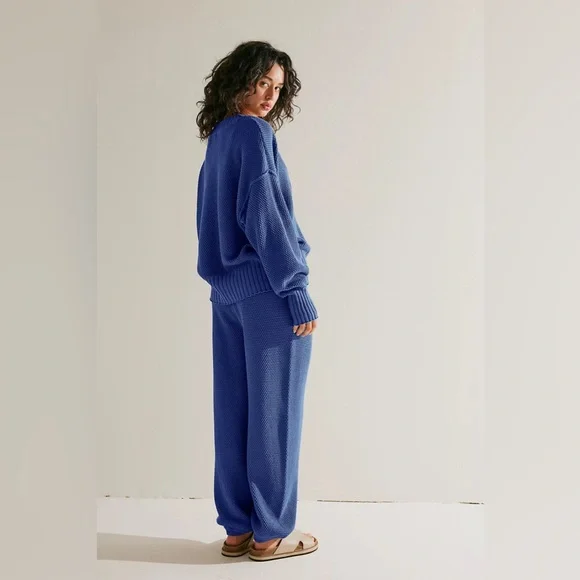 FREE PEOPLE Hailee Cardi Set in Blue Lapis LazuliThanksgiving Sale